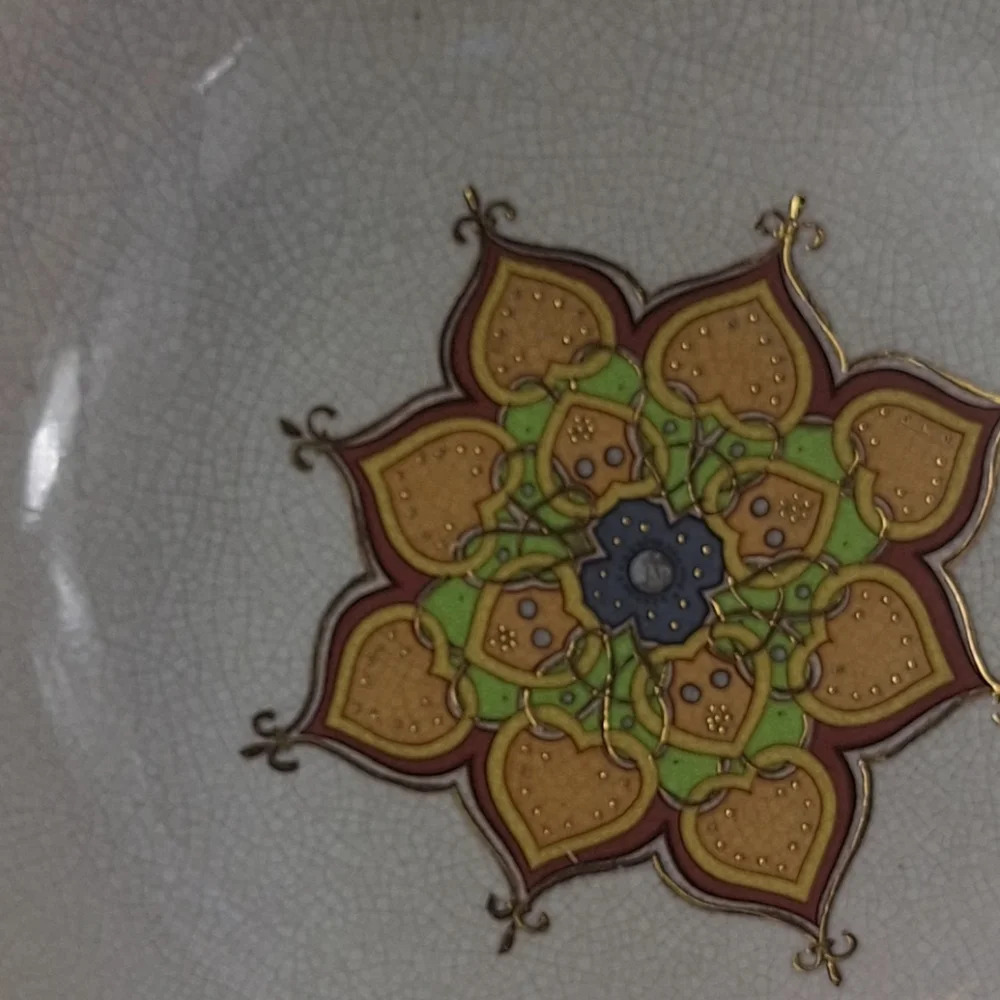 Vintage Large Asian Chinoiserie Style Decorative Crackle Bowl 10" - Picture 9 of 10